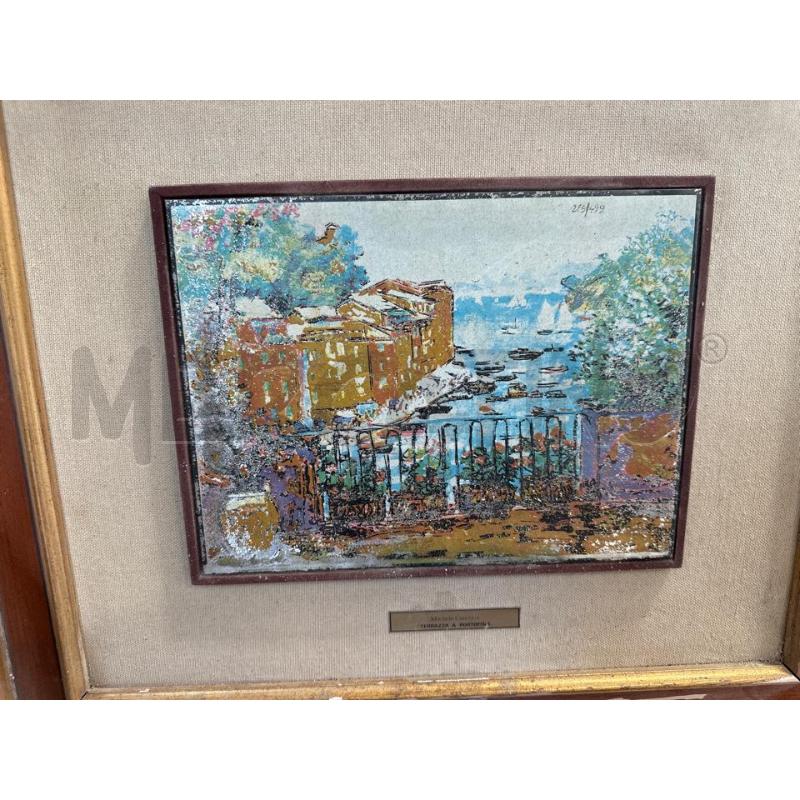 QUADRO SERIGRAFIA SU LAMINA TERRAZZA A PORTOFINO MICHELE CASCELLA | Mercatino dell'Usato San giovanni teatino 1