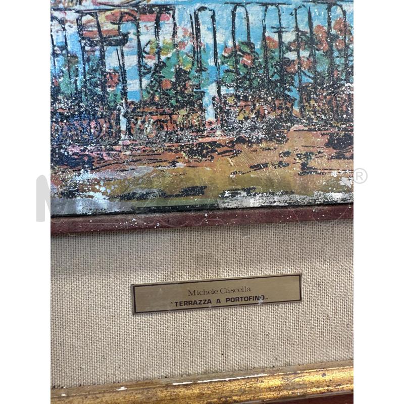 QUADRO SERIGRAFIA SU LAMINA TERRAZZA A PORTOFINO MICHELE CASCELLA | Mercatino dell'Usato San giovanni teatino 2