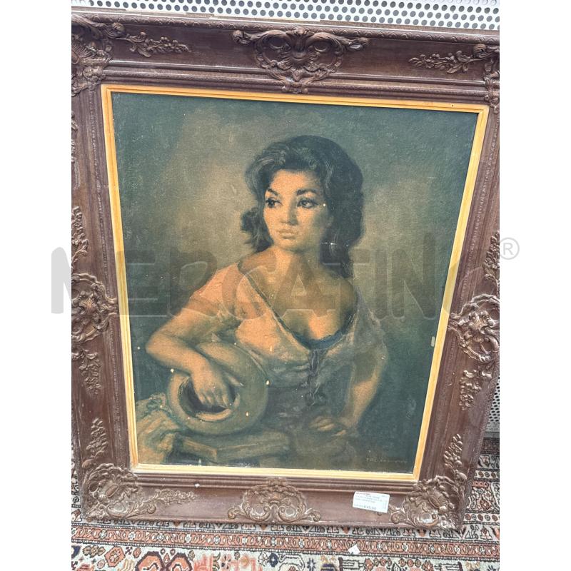 QUADRO STAMPA VOLTO DONNA CORNICE MARRONE 77X92 | Mercatino dell'Usato San giovanni teatino 1