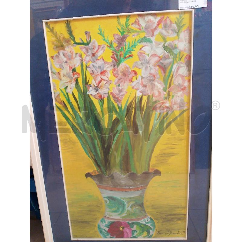 QUADRO VASO FIORI SFONDO GIALLO FIRMATA | Mercatino dell'Usato San giovanni teatino 2