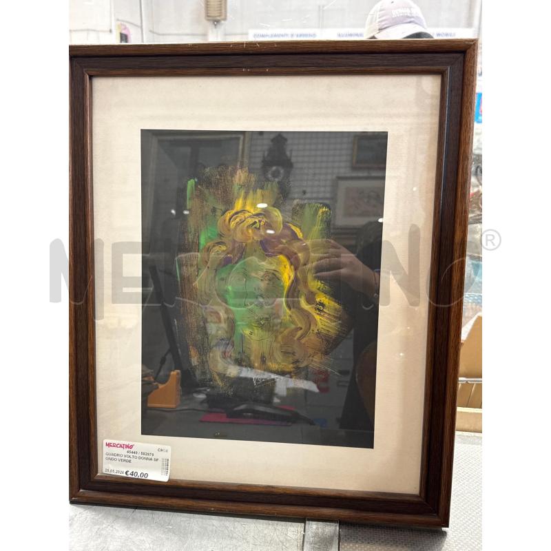 QUADRO VOLTO DONNA SFONDO VERDE | Mercatino dell'Usato San giovanni teatino 2