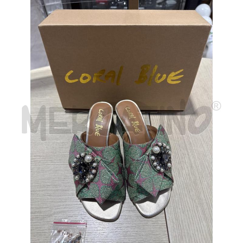 SCARPE DONNA CORAL BLUE VERDI FANTASIA PERLINE TACCO | Mercatino dell'Usato San giovanni teatino 2