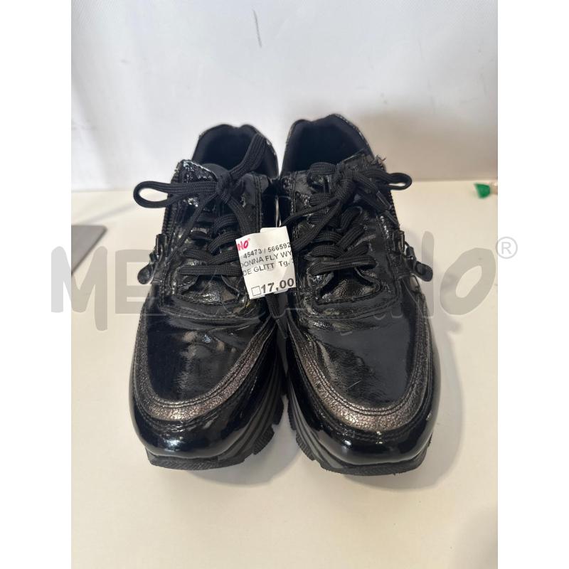 SCARPE DONNA FLY WY NERE LUCIDE GLITTER PELLE | Mercatino dell'Usato San giovanni teatino 2