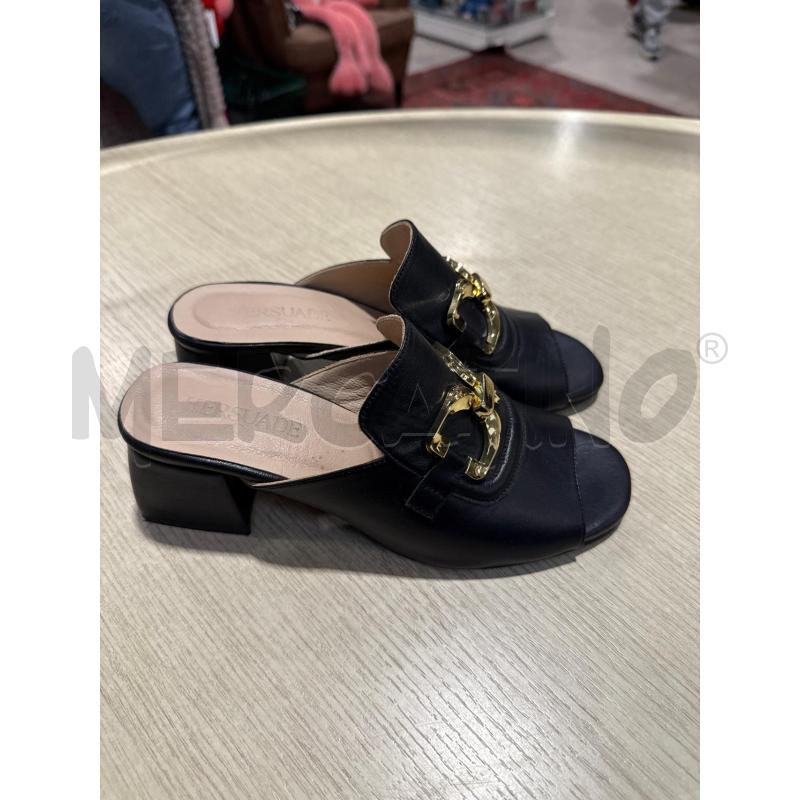 SCARPE DONNA HERSUADE NERE CATENA DORATA APERTE | Mercatino dell'Usato San giovanni teatino 1