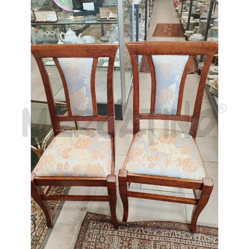 SEDIE PZ 4 LEGNO SEDUTA AZZURRA FIORI ARANCIONI | Mercatino dell'Usato San giovanni teatino 1