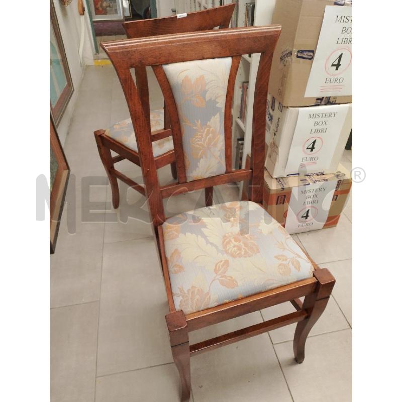SEDIE PZ 4 LEGNO SEDUTA AZZURRA FIORI ARANCIONI | Mercatino dell'Usato San giovanni teatino 4