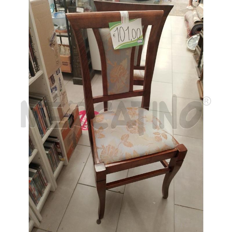 SEDIE PZ 4 LEGNO SEDUTA AZZURRA FIORI ARANCIONI | Mercatino dell'Usato San giovanni teatino 5
