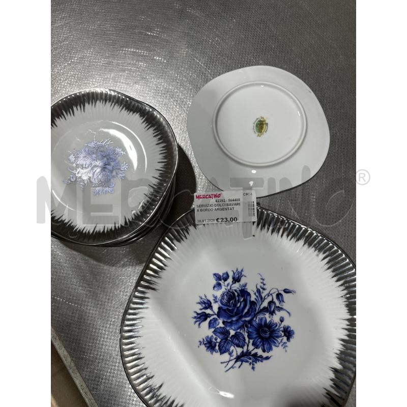 SERVIZIO DOLCI BAVARIA BORDO ARGENTATO FIORI BLU | Mercatino dell'Usato San giovanni teatino 1