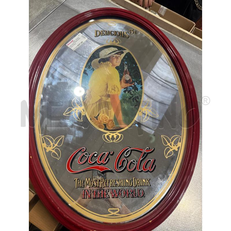 SPECCHIO OVALE ROSSO COCA COLA | Mercatino dell'Usato San giovanni teatino 1