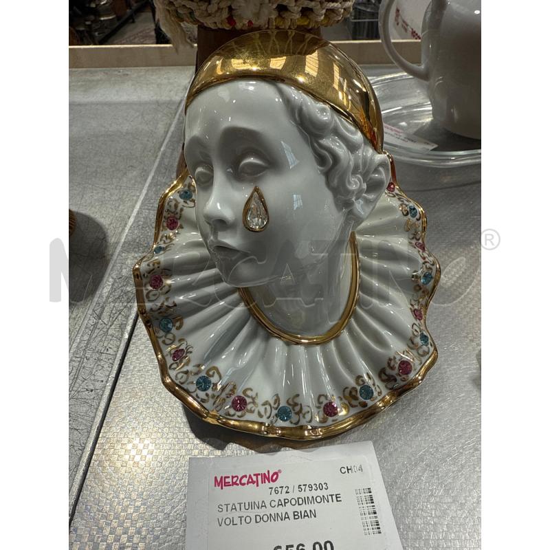 STATUINA CAPODIMONTE VOLTO DONNA BIANCA E ORO | Mercatino dell'Usato San giovanni teatino 1
