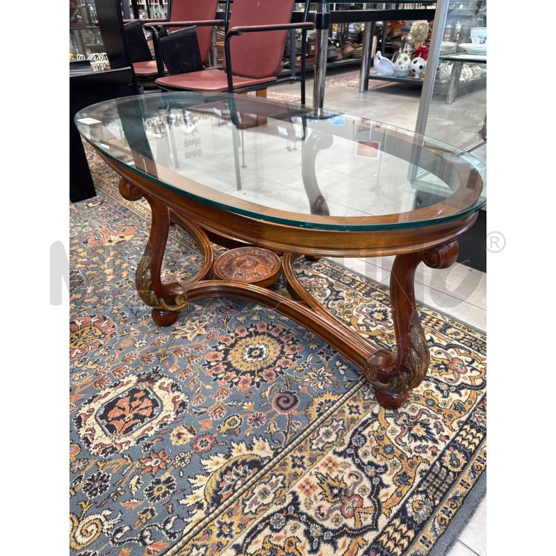 TAVOLINO OVALE VETRO BASE LEGNO | Mercatino dell'Usato San giovanni teatino 3