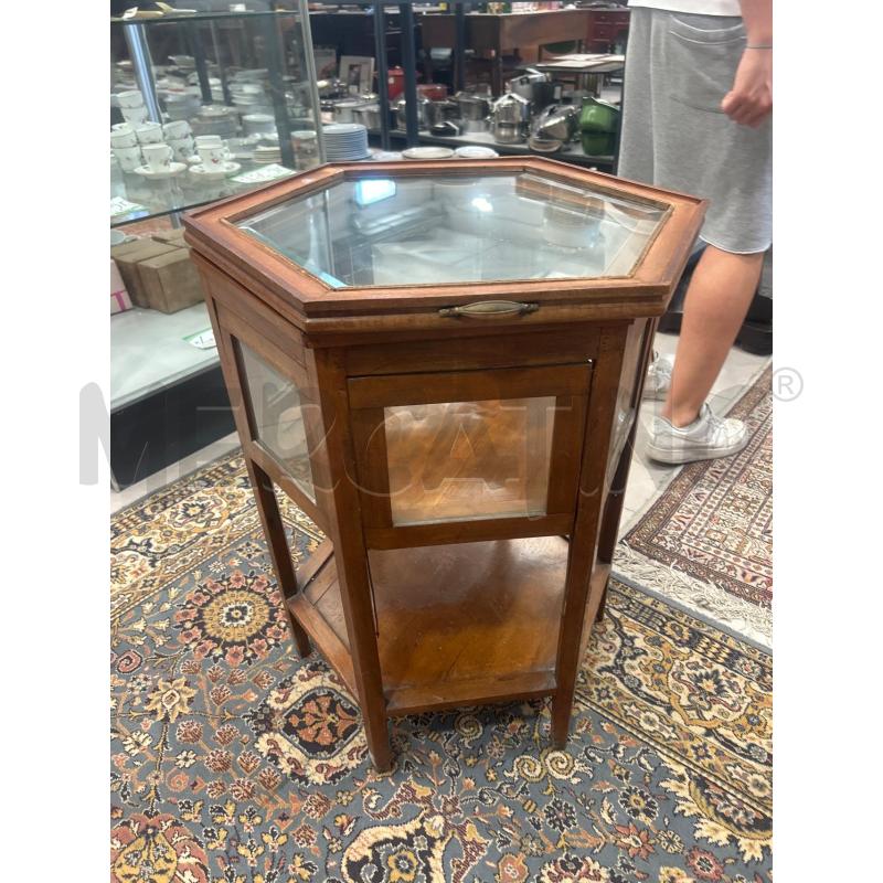 TAVOLINO VETRINETTA ESAGONALE LEGNO BASSA | Mercatino dell'Usato San giovanni teatino 1