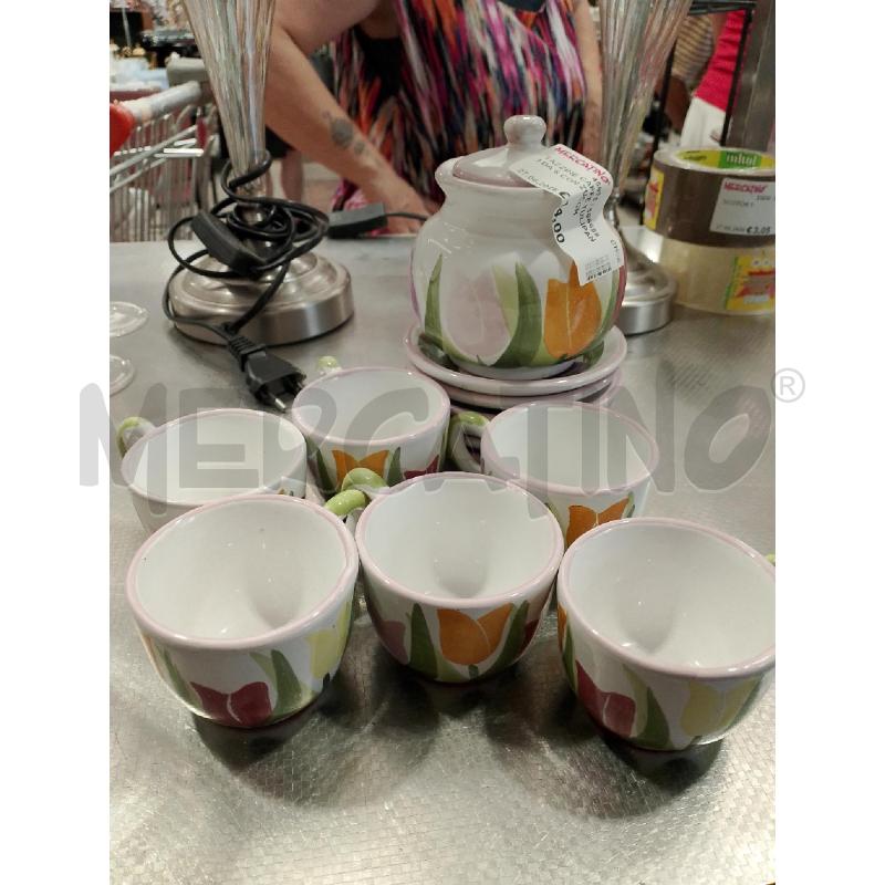 TAZZINE CAFFE TULIPANI DA 6 CON ZUCCHERIERA UNGHERESI SAROSPATAK | Mercatino dell'Usato San giovanni teatino 1