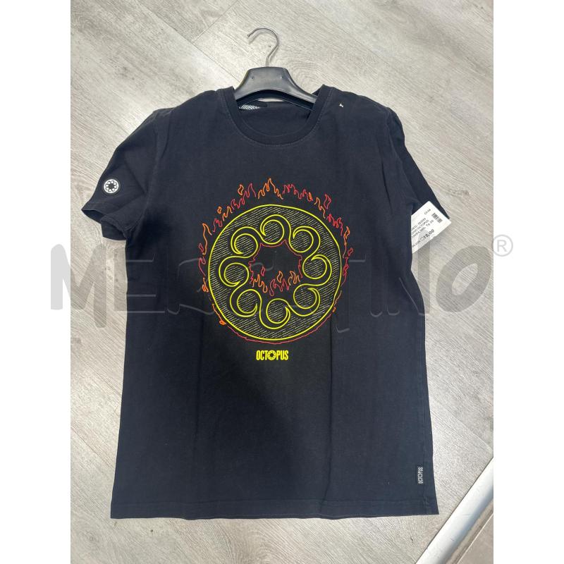 T SHIRT UOMO OCTOPUS NERA STAMPA GIALLA ARANCIONE ROSSA | Mercatino dell'Usato San giovanni teatino 1