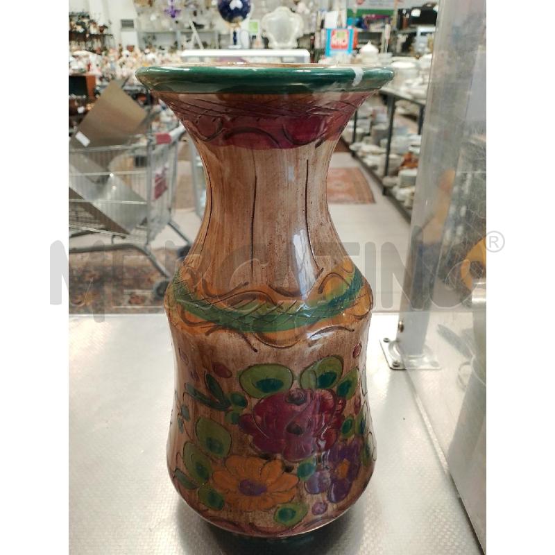 VASO BEIGE BORDO VERDE FIORI DIPINTO A MANO ITALY | Mercatino dell'Usato San giovanni teatino 1