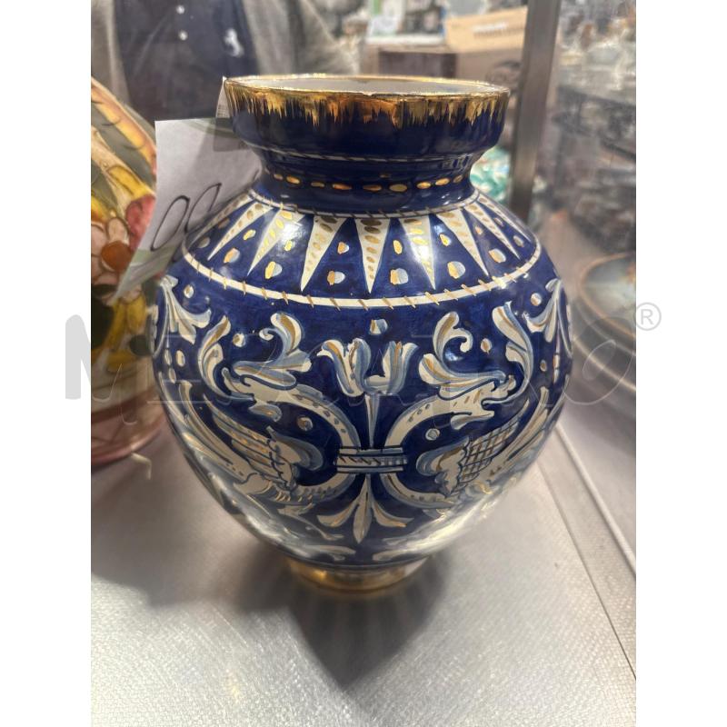 VASO CERAMICA BIANCO E BLU BORDO ORO | Mercatino dell'Usato San giovanni teatino 1