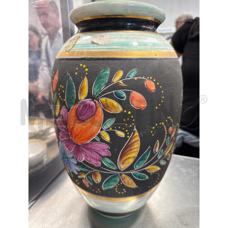 VASO GRANDE NERO FIORI VERDE ACQUA | Mercatino dell'Usato San giovanni teatino 2