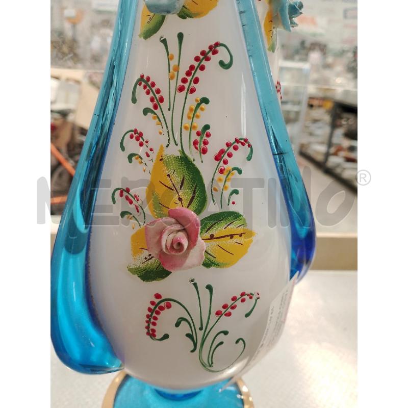 VASO VETRO DECORO AZZURO FIORELLINI | Mercatino dell'Usato San giovanni teatino 2