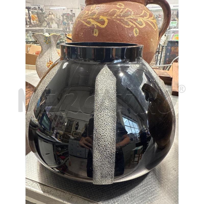 VASO VETRO NERO DECORO GRIGIO | Mercatino dell'Usato San giovanni teatino 2