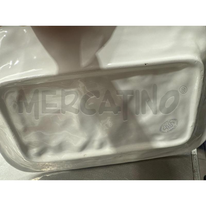 VASSOIO RETTANGOLARE CERAMICA BIANCA CONIGLI | Mercatino dell'Usato San giovanni teatino 2