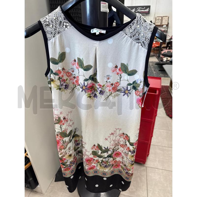 VESTITO DONNA CARLA FERRONI NERO FIORI FANTASIA | Mercatino dell'Usato San giovanni teatino 1