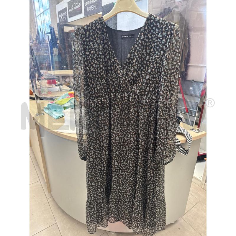 VESTITO DONNA FIORELLA RUBINO NERO FIORI MARRONI CELESTI | Mercatino dell'Usato San giovanni teatino 1