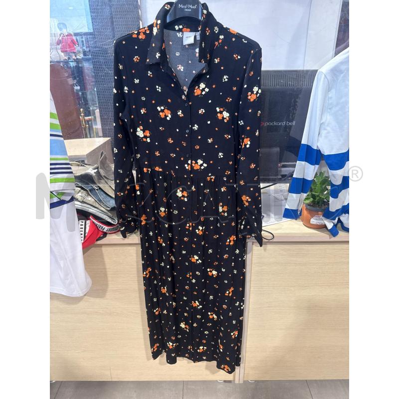 VESTITO DONNA ICHI NERO FIORI ARANCIONI | Mercatino dell'Usato San giovanni teatino 1