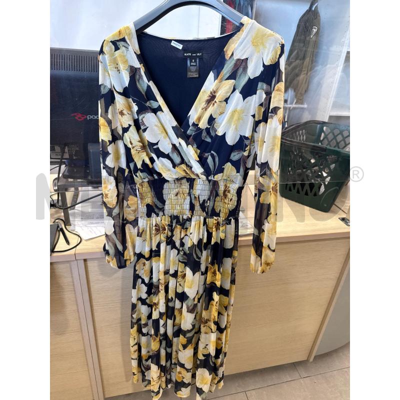 VESTITO DONNA KATE&LILY BLU FIORI GIALLI | Mercatino dell'Usato San giovanni teatino 1