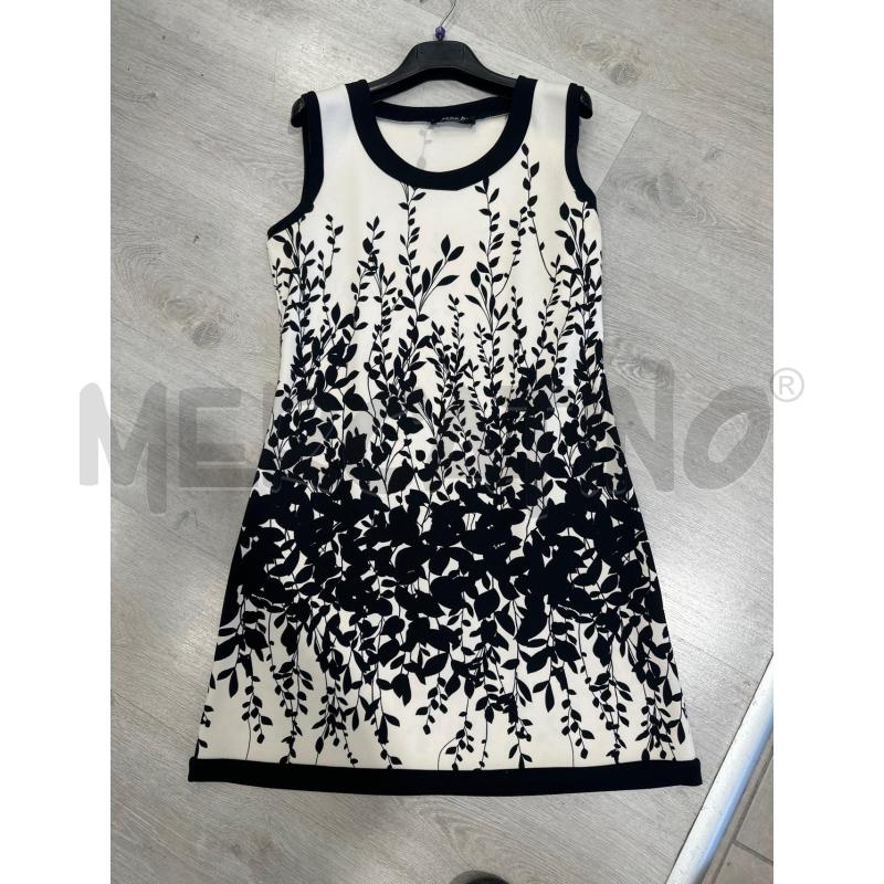 VESTITO DONNA MILVA P BIANCO NERO FOGLIE | Mercatino dell'Usato San giovanni teatino 1