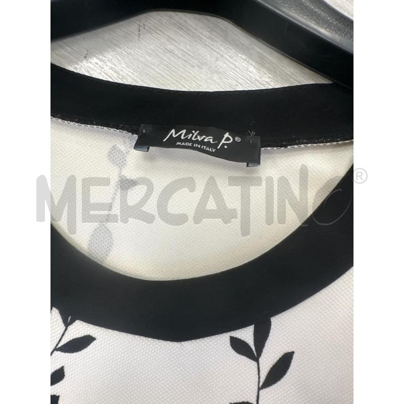 VESTITO DONNA MILVA P BIANCO NERO FOGLIE | Mercatino dell'Usato San giovanni teatino 2