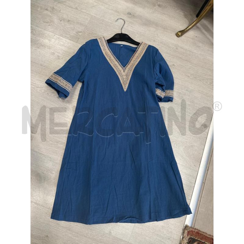 VESTITO DONNA SMARCHIATO BLU RICAMO BEIGE | Mercatino dell'Usato San giovanni teatino 1