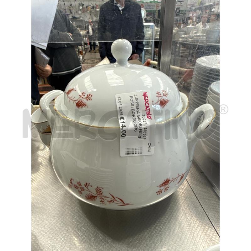 ZUPPIERA GINORI FIORI ROSSI BORDO ORO | Mercatino dell'Usato San giovanni teatino 1