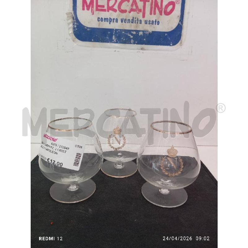 BICCHIERI PZ. 3 CRISTALLO NAPOLEON | Mercatino dell'Usato Catania stazione centrale 2