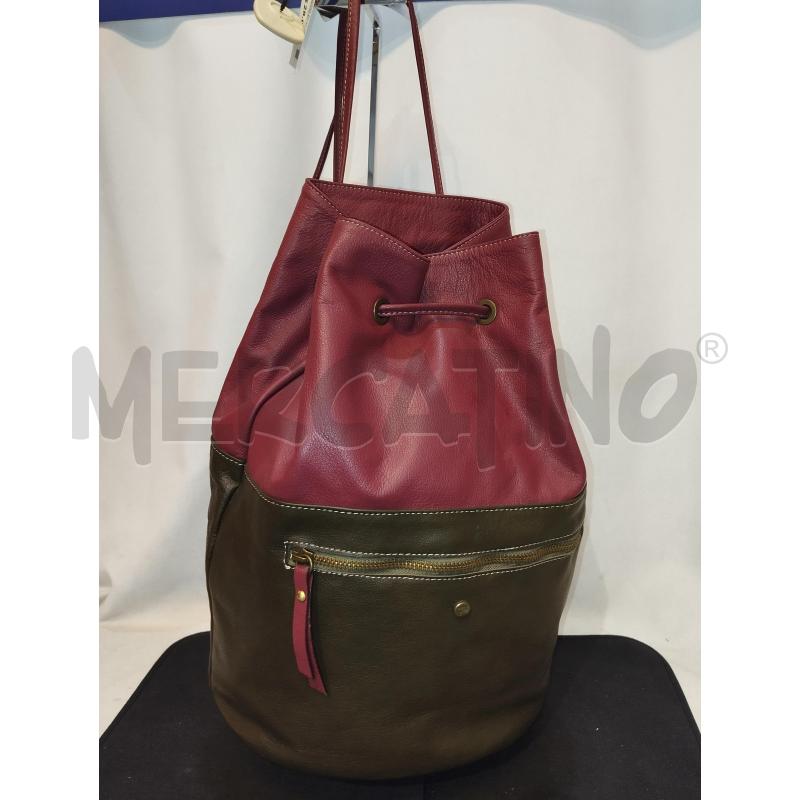 BORSA DONNA IN PELLE A SECCHIELLO BORDEAUX E VERDE  | Mercatino dell'Usato Catania stazione centrale 1
