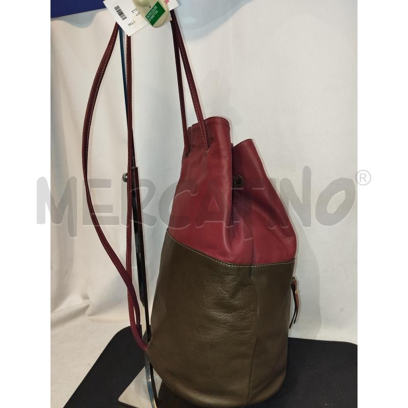 BORSA DONNA IN PELLE A SECCHIELLO BORDEAUX E VERDE  | Mercatino dell'Usato Catania stazione centrale 2