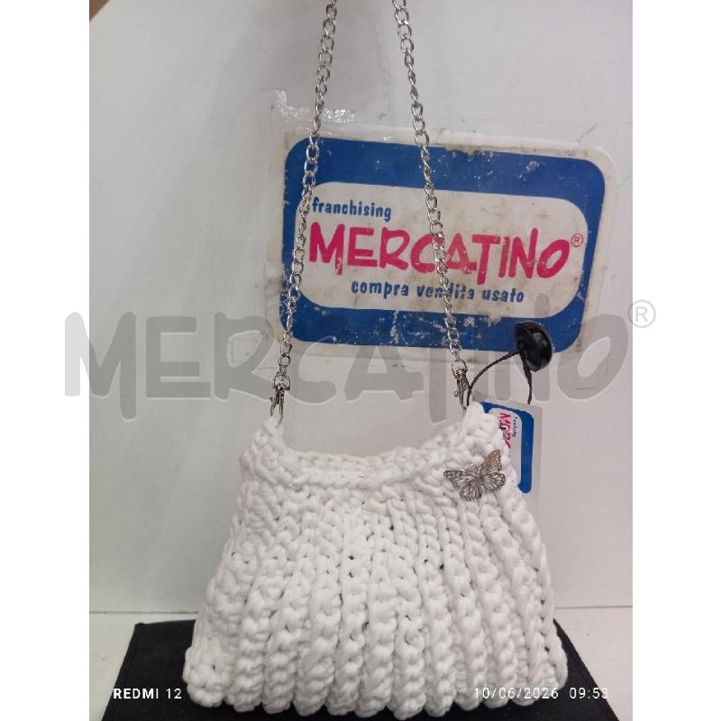 BORSA DONNA LAVORATA A MANO IN COTONE BIANCO CON TRACOLLA | Mercatino dell'Usato Catania stazione centrale 1