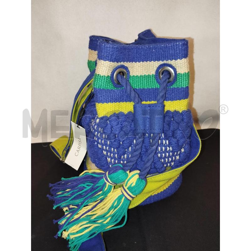 BORSA DONNA SECCHELLO CARPISA IN CORDA BLU E GIALLO | Mercatino dell'Usato Catania stazione centrale 2