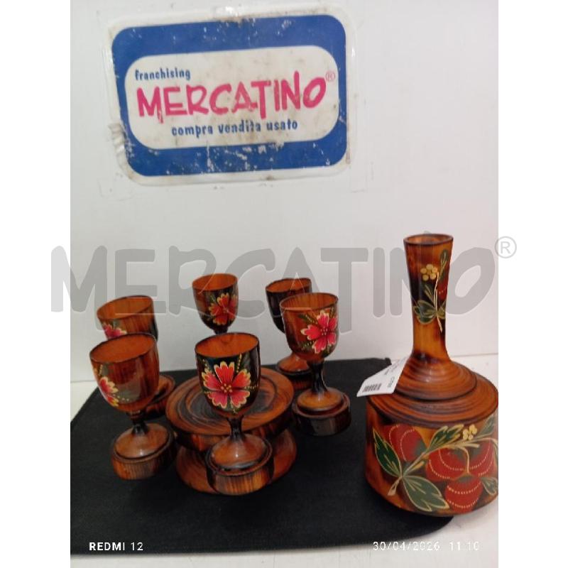 BOTTIGLIA CON BICCHIERINI LEGNO | Mercatino dell'Usato Catania stazione centrale 2