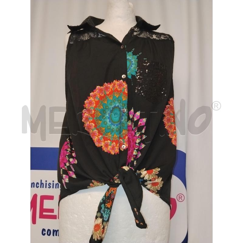 CAMICIA DONNA DESIGUAL NERA A FANTASIA | Mercatino dell'Usato Catania stazione centrale 1