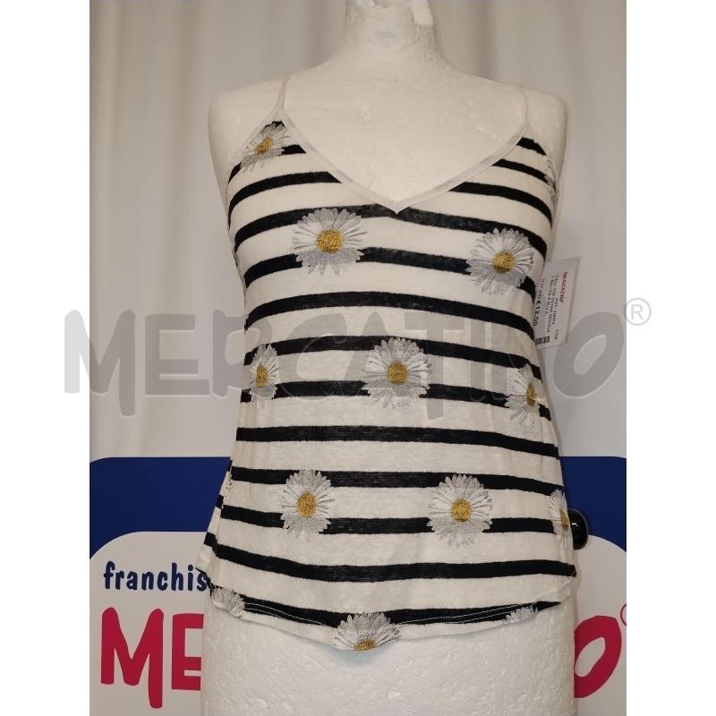 CANOTTA DONNA DESIGUAL BIANCA E BLU A RIGHE  | Mercatino dell'Usato Catania stazione centrale 1