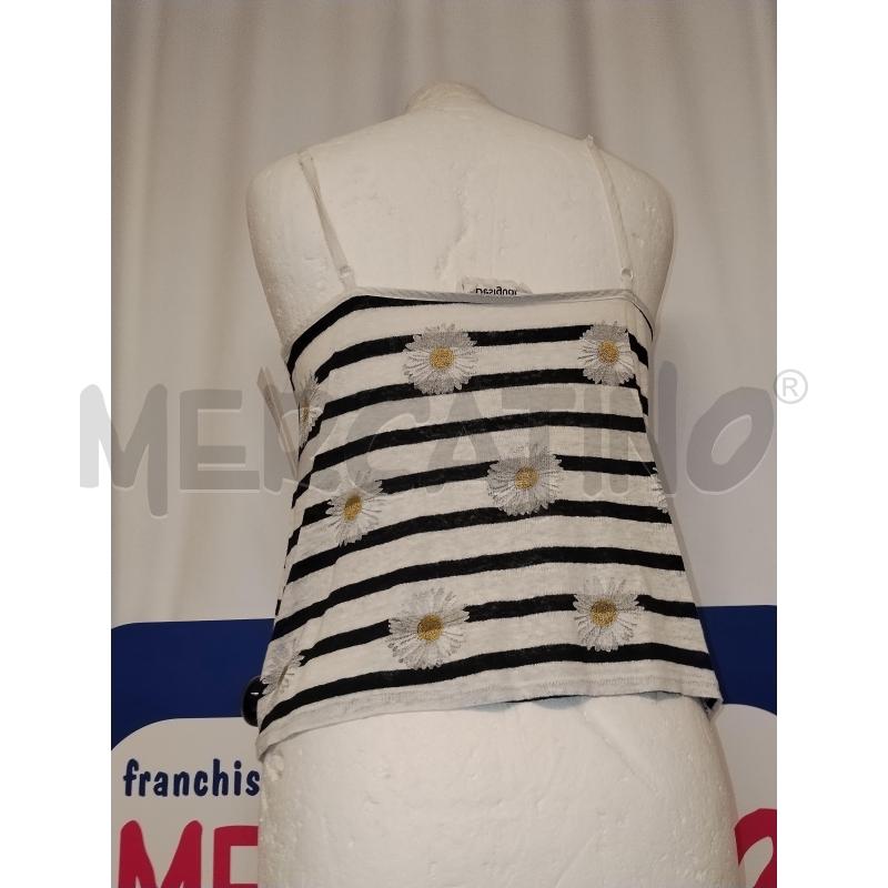 CANOTTA DONNA DESIGUAL BIANCA E BLU A RIGHE  | Mercatino dell'Usato Catania stazione centrale 3