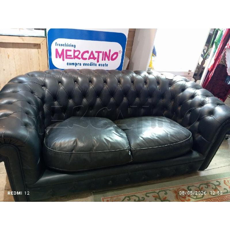 DIVANO CHESTERFIELD NERO IN PELLE | Mercatino dell'Usato Catania stazione centrale 1