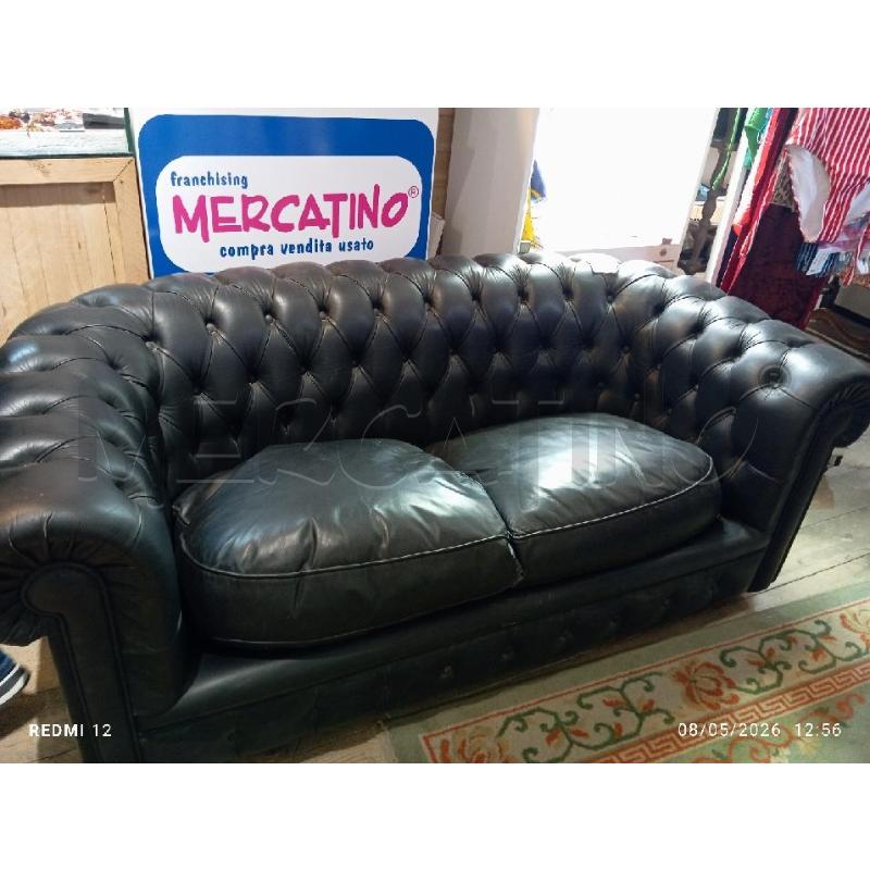 DIVANO CHESTERFIELD NERO IN PELLE | Mercatino dell'Usato Catania stazione centrale 3