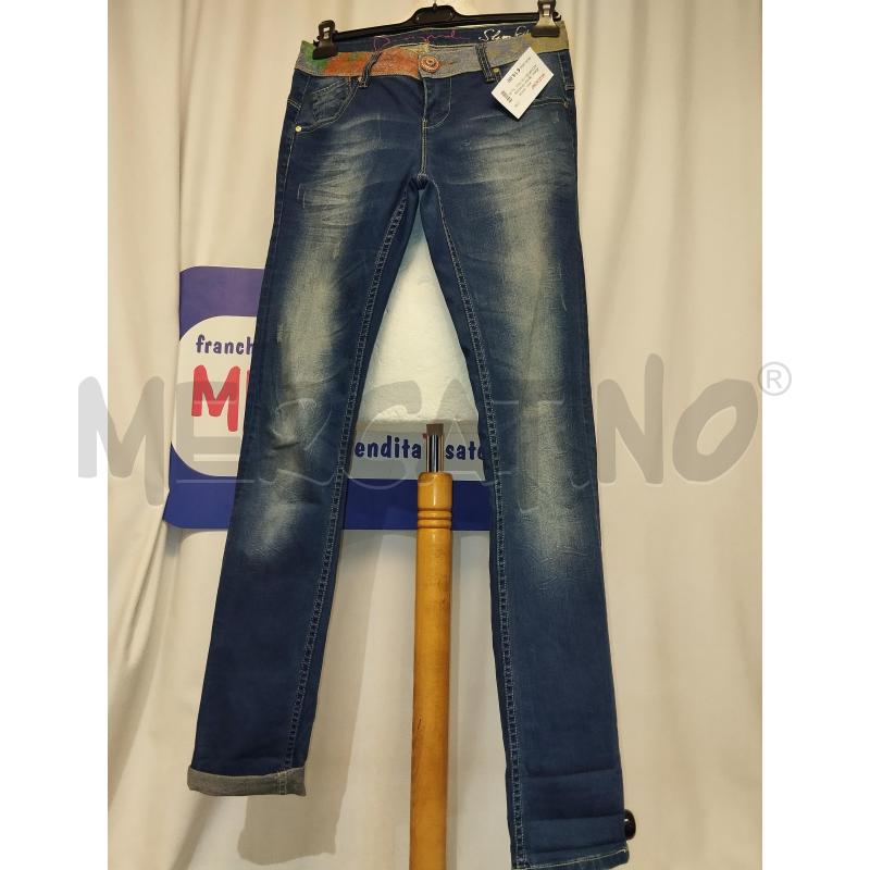 JEANS DONNA DESIGUAL AZZURRO CON TASCA PAILETTES | Mercatino dell'Usato Catania stazione centrale 1