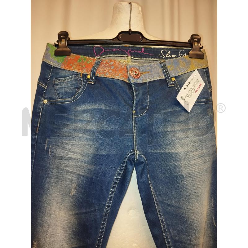 JEANS DONNA DESIGUAL AZZURRO CON TASCA PAILETTES | Mercatino dell'Usato Catania stazione centrale 2