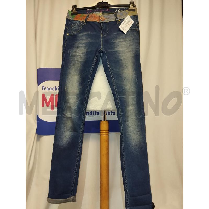 JEANS DONNA DESIGUAL AZZURRO CON TASCA PAILETTES | Mercatino dell'Usato Catania stazione centrale 3