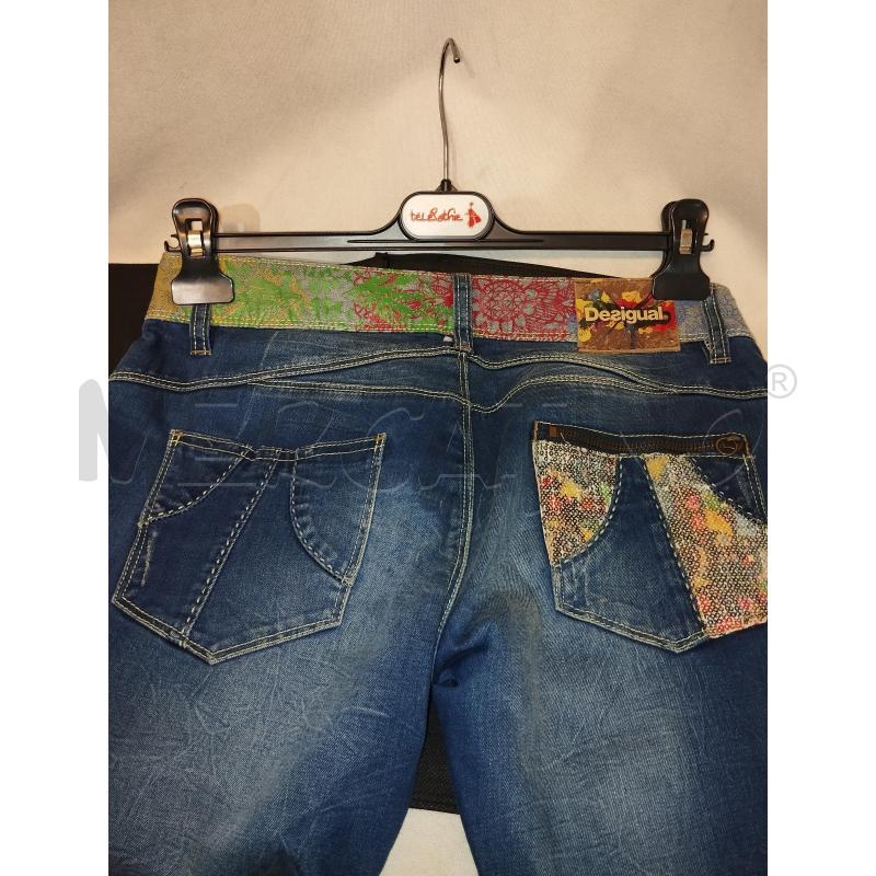 JEANS DONNA DESIGUAL AZZURRO CON TASCA PAILETTES | Mercatino dell'Usato Catania stazione centrale 4