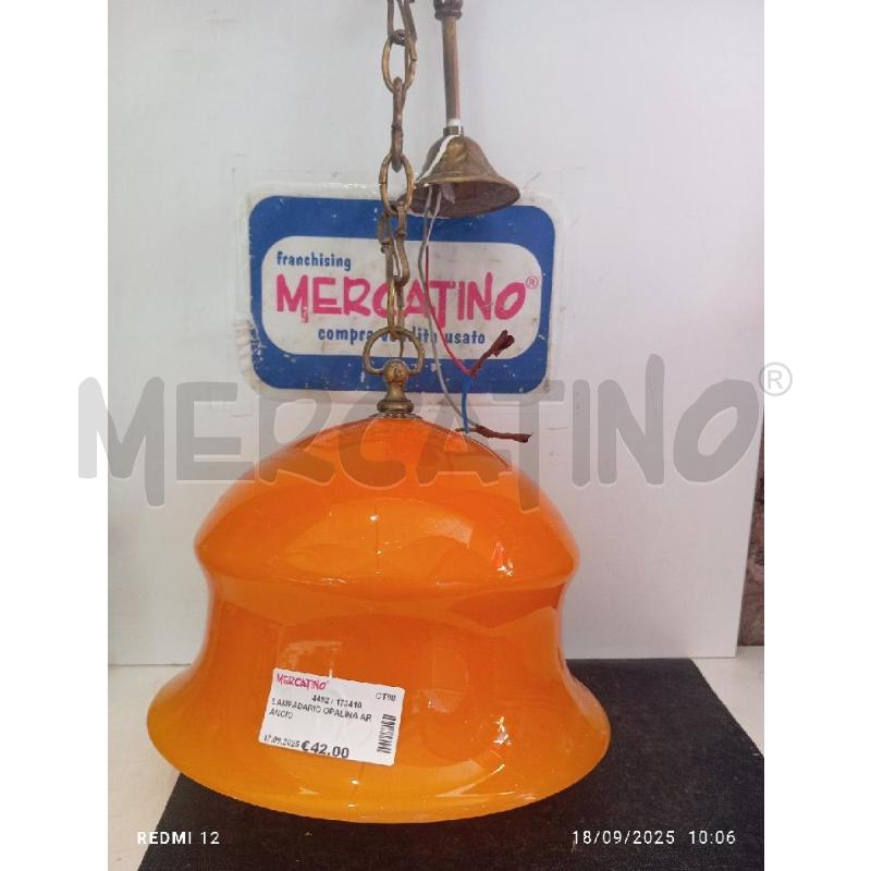 LAMPADARIO OPALINA ARANCIO | Mercatino dell'Usato Catania stazione centrale 1