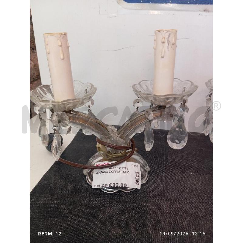 LAMPADA COPPIA TOSO  | Mercatino dell'Usato Catania stazione centrale 2
