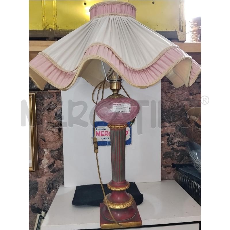 LAMPADA  CON PARALUME IN TESSUTO BEIGE E ROSA ANTICO | Mercatino dell'Usato Catania stazione centrale 1